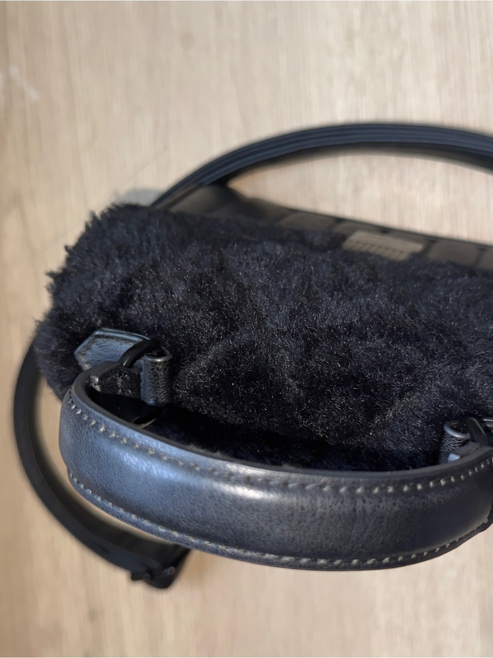 ALDO Black Faux Fur Top Handle Crossbody Shoulder Bag